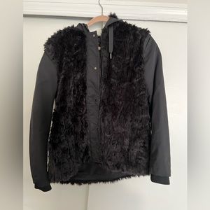 Zara black fur jacket with sleeves
